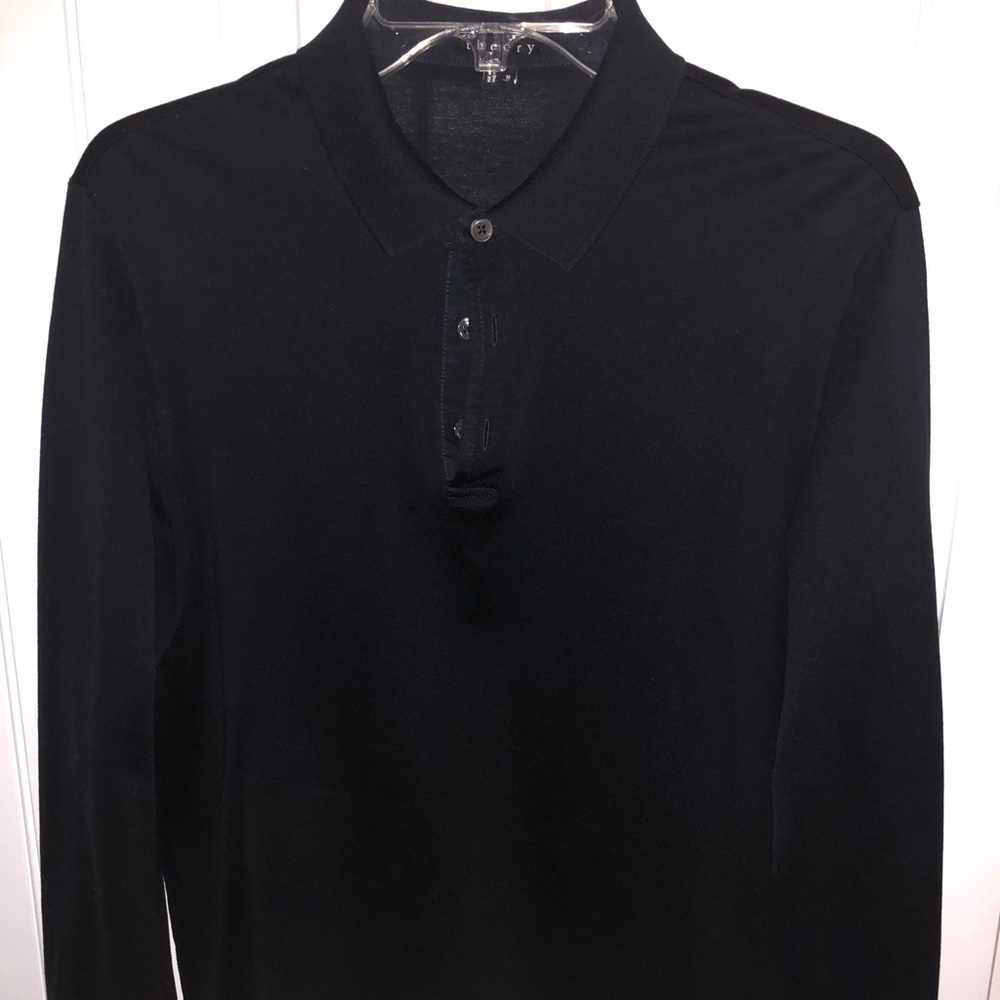 Theory long sleeve Polo with button up wrist